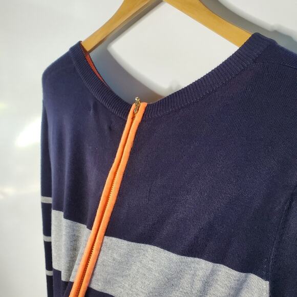 Eliza J. Navy & Grey striped Stretchy sweater long sleeve Dress Casual Comfy - Picture 9 of 11